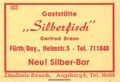 Zündholzschachtel-Etikett der Gaststätte zum Silberfischla bzw. Silberfisch, um 1965 <span class="smw-highlighter" data-type="8" data-state="inline" data-title="Hinweis" title="Lizenz: CC BY-SA 3.0"><span class="smwtticon note"></span><span class="smwttcontent">Lizenz: CC BY-SA 3.0</span></span>