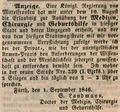 Zeitungsanzeige von <a class="mw-selflink selflink">Samson Landmann</a> bzgl. seiner Niederlassung als Arzt in Fürth, September 1846 <span class="smw-highlighter" data-type="8" data-state="inline" data-title="Hinweis" title="Lizenz: Out of copyright - non commercial re-use"><span class="smwtticon note"></span><span class="smwttcontent">Lizenz: Out of copyright - non commercial re-use</span></span>