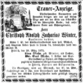 Traueranzeige für Christoph Adolph Zacharias Winter, März 1875 <span class="smw-highlighter" data-type="8" data-state="inline" data-title="Hinweis" title="Lizenz: NoC-NC 1.0"><span class="smwtticon note"></span><span class="smwttcontent">Lizenz: NoC-NC 1.0</span></span>