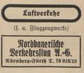 Eintrag im Fürther Adressbuch 1931: Fluglinie am <a class="mw-selflink selflink">Flugplatz Fürth-Atzenhof</a> <span class="smw-highlighter" data-type="8" data-state="inline" data-title="Hinweis" title="Urheber: Fürther Adressbuch 1931Lizenz: CC BY-SA 3.0"><span class="smwtticon note"></span><span class="smwttcontent">Urheber: Fürther Adressbuch 1931<br><br>Lizenz: CC BY-SA 3.0</span></span>