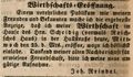 Zeitungsanzeige des Wirts <!--LINK'" 0:32--> anlässlich einer Wirtschaftseröffnung, August 1847 <span class="smw-highlighter" data-type="8" data-state="inline" data-title="Hinweis" title="Lizenz: Non-commercial use only"><span class="smwtticon note"></span><span class="smwttcontent">Lizenz: Non-commercial use only</span></span>