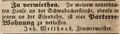 Zeitungsanzeige des Zimmermeisters <!--LINK'" 0:75-->, Juli 1848 <span class="smw-highlighter" data-type="8" data-state="inline" data-title="Hinweis" title="Lizenz: NoC-NC 1.0"><span class="smwtticon note"></span><span class="smwttcontent">Lizenz: NoC-NC 1.0</span></span>
