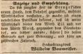 Zeitungsanzeige des Wirts Wilhelm Baumeister, November 1845 <span class="smw-highlighter" data-type="8" data-state="inline" data-title="Hinweis" title="Lizenz: NoC-NC 1.0"><span class="smwtticon note"></span><span class="smwttcontent">Lizenz: NoC-NC 1.0</span></span>