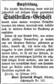 Der Gürtler K. H. Engel hat ein Stahlbrillen-Geschäft gegründet, Februar 1857 <span class="smw-highlighter" data-type="8" data-state="inline" data-title="Hinweis" title="Lizenz: NoC-NC 1.0"><span class="smwtticon note"></span><span class="smwttcontent">Lizenz: NoC-NC 1.0</span></span>