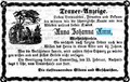 Todesanzeige für Anna Johanna Amm, Februar 1871 <span class="smw-highlighter" data-type="8" data-state="inline" data-title="Hinweis" title="Lizenz: NoC-NC 1.0"><span class="smwtticon note"></span><span class="smwttcontent">Lizenz: NoC-NC 1.0</span></span>