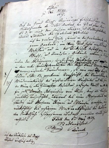 Datei:Baugenehmigung der Stadtmagistrats, 6.5.1839.jpg