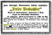 Anzeige "Freier Beobachter"