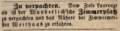 Anzeige von Zimmermeister Weithaas über Verpachtung des Wunderlich'schen Zimmerplatzes, Februar 1849 <span class="smw-highlighter" data-type="8" data-state="inline" data-title="Hinweis" title="Lizenz: NoC-NC 1.0"><span class="smwtticon note"></span><span class="smwttcontent">Lizenz: NoC-NC 1.0</span></span>