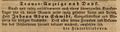 Traueranzeige für den Spiegelfabrikanten und Major der Landwehr <a class="mw-selflink selflink">Johann Adam Schmidt</a>, Dezember 1842 <span class="smw-highlighter" data-type="8" data-state="inline" data-title="Hinweis" title="Lizenz: NoC-NC 1.0"><span class="smwtticon note"></span><span class="smwttcontent">Lizenz: NoC-NC 1.0</span></span>