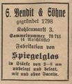 Werbung im Fürther Adressbuch von 1931 der Firma G. Bendit & Söhne <span class="smw-highlighter" data-type="8" data-state="inline" data-title="Hinweis" title="Urheber: Fürther Adressbuch 1931Lizenz: CC BY-SA 3.0"><span class="smwtticon note"></span><span class="smwttcontent">Urheber: Fürther Adressbuch 1931<br><br>Lizenz: CC BY-SA 3.0</span></span>