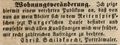 Wohnungsveränderung des Porträtmalers <a class="mw-selflink selflink">Christoph Schildknecht</a>, August 1849 <span class="smw-highlighter" data-type="8" data-state="inline" data-title="Hinweis" title="Lizenz: Out of copyright - non commercial re-use"><span class="smwtticon note"></span><span class="smwttcontent">Lizenz: Out of copyright - non commercial re-use</span></span>