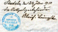 Dienstsiegel "Gemeinde Stadeln Königreich Bayern" 1910 mit Unterschrift Bürgermeister Ulrich <span class="smw-highlighter" data-type="8" data-state="inline" data-title="Hinweis" title="Urheber: Gemeinde StadelnLizenz: CC BY-SA 3.0"><span class="smwtticon note"></span><span class="smwttcontent">Urheber: Gemeinde Stadeln<br><br>Lizenz: CC BY-SA 3.0</span></span>