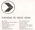 Briefkopf der Flachglas AG von 1971. Das Logo symbolisiert zwei zusammenlaufende Glasscheiben ... <span class="smw-highlighter" data-type="8" data-state="inline" data-title="Hinweis" title="Briefkopf der Flachglas AG von 1971. Das Logo symbolisiert zwei zusammenlaufende Glasscheiben (Fusion von DETAG und DELOG)Urheber: Flachglas AGLizenz: CC BY-SA 3.0"><span class="smwtticon note"></span><span class="smwttcontent">Briefkopf der Flachglas AG von 1971. Das Logo symbolisiert zwei zusammenlaufende Glasscheiben (Fusion von DETAG und DELOG)<br>Urheber: <!--LINK'" 0:3--><br><br>Lizenz: CC BY-SA 3.0</span></span>