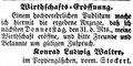 Zeitungsanzeige von K. L. Walter, August 1854 <span class="smw-highlighter" data-type="8" data-state="inline" data-title="Hinweis" title="Lizenz: NoC-NC 1.0"><span class="smwtticon note"></span><span class="smwttcontent">Lizenz: NoC-NC 1.0</span></span>