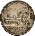 Medaille der Ludwigsbahn zu ihrem 100-jährigen Jubiläum 1935. Avers <span class="smw-highlighter" data-type="8" data-state="inline" data-title="Hinweis" title="Urheber: unbekanntLizenz: CC BY-SA 3.0"><span class="smwtticon note"></span><span class="smwttcontent">Urheber: unbekannt<br><br>Lizenz: CC BY-SA 3.0</span></span>