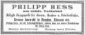 Werbeanzeige Philipp Hess, August 1900 <span class="smw-highlighter" data-type="8" data-state="inline" data-title="Hinweis" title="Lizenz: CC BY-NC-SA 4.0"><span class="smwtticon note"></span><span class="smwttcontent">Lizenz: CC BY-NC-SA 4.0</span></span>