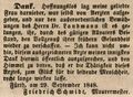 Zeitungsanzeige des Maurermeisters <a class="mw-selflink selflink">Friedrich Schmidt</a>, September 1848 <span class="smw-highlighter" data-type="8" data-state="inline" data-title="Hinweis" title="Lizenz: NoC-NC 1.0"><span class="smwtticon note"></span><span class="smwttcontent">Lizenz: NoC-NC 1.0</span></span>