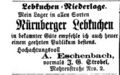 Anzeige Eschenbach Fürther Tagblatt, 7.12.1861 <span class="smw-highlighter" data-type="8" data-state="inline" data-title="Hinweis" title="Urheber: Fürther TagblattLizenz: CC BY-SA 3.0"><span class="smwtticon note"></span><span class="smwttcontent">Urheber: <!--LINK'" 0:7--><br><br>Lizenz: CC BY-SA 3.0</span></span>