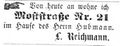Wohnungsanzeige des <!--LINK'" 0:31-->, August 1868 <span class="smw-highlighter" data-type="8" data-state="inline" data-title="Hinweis" title="Lizenz: NoC-NC 1.0"><span class="smwtticon note"></span><span class="smwttcontent">Lizenz: NoC-NC 1.0</span></span>