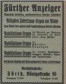 Werbung im Fürther Adressbuch von 1931 <span class="smw-highlighter" data-type="8" data-state="inline" data-title="Hinweis" title="Urheber: Fürther Adressbuch 1931Lizenz: CC BY-SA 3.0"><span class="smwtticon note"></span><span class="smwttcontent">Urheber: Fürther Adressbuch 1931<br><br>Lizenz: CC BY-SA 3.0</span></span>