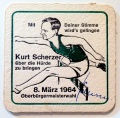 Bierdeckelwerbung für Kurt Scherzer mit dessen Autogramm, 1964 <span class="smw-highlighter" data-type="8" data-state="inline" data-title="Hinweis" title="Lizenz: Bildlizenz-Stadtarchiv"><span class="smwtticon note"></span><span class="smwttcontent">Lizenz: Bildlizenz-Stadtarchiv</span></span>
