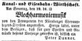 Werbeanzeige für die "Kanal- und Eisenbahn-Wirthschaft", März 1854 <span class="smw-highlighter" data-type="8" data-state="inline" data-title="Hinweis" title="Lizenz: NoC-NC 1.0"><span class="smwtticon note"></span><span class="smwttcontent">Lizenz: NoC-NC 1.0</span></span>