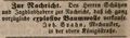 Der Mecahniker Johann Spahn wirbt für seine "explosive Baumwolle", Oktober 1846 <span class="smw-highlighter" data-type="8" data-state="inline" data-title="Hinweis" title="Lizenz: Out of copyright - non commercial re-use"><span class="smwtticon note"></span><span class="smwttcontent">Lizenz: Out of copyright - non commercial re-use</span></span>