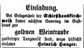 Werbeannonce für das Gasthaus "zur goldnen Weintraube", Juni 1856 <span class="smw-highlighter" data-type="8" data-state="inline" data-title="Hinweis" title="Lizenz: NoC-NC 1.0"><span class="smwtticon note"></span><span class="smwttcontent">Lizenz: NoC-NC 1.0</span></span>