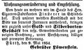 Zeitungsannonce der Gebrüder Löwenstein, Mai 1854 <span class="smw-highlighter" data-type="8" data-state="inline" data-title="Hinweis" title="Lizenz: NoC-NC 1.0"><span class="smwtticon note"></span><span class="smwttcontent">Lizenz: NoC-NC 1.0</span></span>
