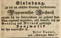 Zeitungsannonce des Wirts <!--LINK'" 0:58--> Peter Danner, September 1850 <span class="smw-highlighter" data-type="8" data-state="inline" data-title="Hinweis" title="Lizenz: Out of copyright - non commercial re-use"><span class="smwtticon note"></span><span class="smwttcontent">Lizenz: Out of copyright - non commercial re-use</span></span>