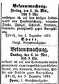 Versteigerung am Trödelmarkt, Fürther Tagblatt 4. Dezember 1873 <span class="smw-highlighter" data-type="8" data-state="inline" data-title="Hinweis" title="Urheber: Fürther TagblattLizenz: NoC-NC 1.0"><span class="smwtticon note"></span><span class="smwttcontent">Urheber: <!--LINK'" 0:29--><br><br>Lizenz: NoC-NC 1.0</span></span>