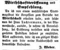 Wirtschaftseröffnung in der <!--LINK'" 0:22--> bei Tochtermann, September 1857 <span class="smw-highlighter" data-type="8" data-state="inline" data-title="Hinweis" title="Lizenz: NoC-NC 1.0"><span class="smwtticon note"></span><span class="smwttcontent">Lizenz: NoC-NC 1.0</span></span>