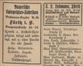 Werbeeintrag im Fürther Adressbuch von 1931 der Firma ... <span class="smw-highlighter" data-type="8" data-state="inline" data-title="Hinweis" title="Werbeeintrag im Fürther Adressbuch von 1931 der Firma Spiegelglashandlung und Spiegelglasfabrik W. BechmannUrheber: Fürther Adressbuch 1931Lizenz: CC BY-SA 3.0"><span class="smwtticon note"></span><span class="smwttcontent">Werbeeintrag im Fürther Adressbuch von 1931 der Firma <!--LINK'" 0:63--><br>Urheber: Fürther Adressbuch 1931<br><br>Lizenz: CC BY-SA 3.0</span></span>