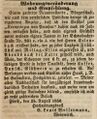 Louis Wolfermann verlässt nach 16 Jahren den Gasthof zum "Kronprinzen von Preußen", August 1850 <span class="smw-highlighter" data-type="8" data-state="inline" data-title="Hinweis" title="Lizenz: NoC-NC 1.0"><span class="smwtticon note"></span><span class="smwttcontent">Lizenz: NoC-NC 1.0</span></span>