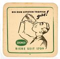 Bierdeckel der Brauerei Grüner <span class="smw-highlighter" data-type="8" data-state="inline" data-title="Hinweis" title="Urheber: Brauerei GrünerLizenz: CC BY-SA 3.0"><span class="smwtticon note"></span><span class="smwttcontent">Urheber: <a class="mw-selflink selflink">Brauerei Grüner</a><br><br>Lizenz: CC BY-SA 3.0</span></span>