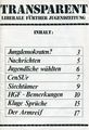 Transparent, liberale Fürther Jugendzeitung der Jungdemokraten. <span class="smw-highlighter" data-type="8" data-state="inline" data-title="Hinweis" title="Lizenz: CC BY-SA 3.0"><span class="smwtticon note"></span><span class="smwttcontent">Lizenz: CC BY-SA 3.0</span></span>