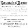 Werbeanzeige Restauration Wamser, August 1900 <span class="smw-highlighter" data-type="8" data-state="inline" data-title="Hinweis" title="Lizenz: CC BY-NC-SA 4.0"><span class="smwtticon note"></span><span class="smwttcontent">Lizenz: CC BY-NC-SA 4.0</span></span>