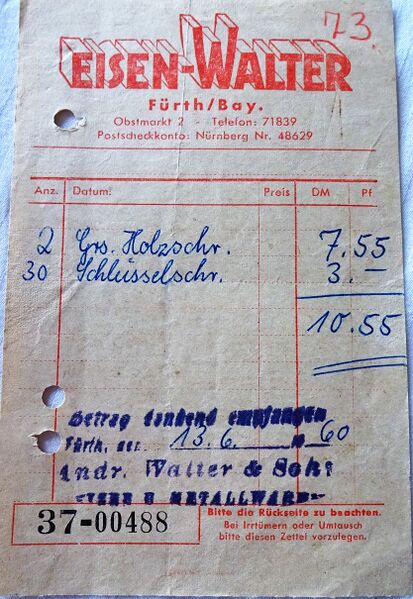 Datei:Rechnung Eisen-Walter 1960.JPG