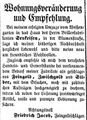 Zeitungsanzeige des Feingoldschlägers Friedrich Jacob, August 1855 <span class="smw-highlighter" data-type="8" data-state="inline" data-title="Hinweis" title="Lizenz: NoC-NC 1.0"><span class="smwtticon note"></span><span class="smwttcontent">Lizenz: NoC-NC 1.0</span></span>