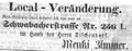 Zeitungsanzeige von Menki Zimmer, August 1854 <span class="smw-highlighter" data-type="8" data-state="inline" data-title="Hinweis" title="Lizenz: NoC-NC 1.0"><span class="smwtticon note"></span><span class="smwttcontent">Lizenz: NoC-NC 1.0</span></span>