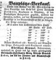 Zeitungsanzeige über Bauplätze in der Blumenstraße, April 1854 <span class="smw-highlighter" data-type="8" data-state="inline" data-title="Hinweis" title="Lizenz: NoC-NC 1.0"><span class="smwtticon note"></span><span class="smwttcontent">Lizenz: NoC-NC 1.0</span></span>