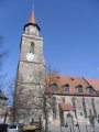 Ansicht von Süden auf den Turm und einen Teil des Kirchenschiffes von <!--LINK'" 0:156--> am Kirchenplatz <span class="smw-highlighter" data-type="8" data-state="inline" data-title="Hinweis" title="Urheber: Aarp65Lizenz: CC BY-SA 3.0"><span class="smwtticon note"></span><span class="smwttcontent">Urheber: <!--LINK'" 2:157--><br><br>Lizenz: CC BY-SA 3.0</span></span>