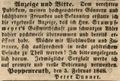 Zeitungsannonce des Wirts <!--LINK'" 0:71--> Peter Danner, Februar 1848 <span class="smw-highlighter" data-type="8" data-state="inline" data-title="Hinweis" title="Lizenz: Out of copyright - non commercial re-use"><span class="smwtticon note"></span><span class="smwttcontent">Lizenz: Out of copyright - non commercial re-use</span></span>