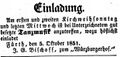 Zeitungsannonce des Wirts zum "Würzburgerhof", Oktober 1851 <span class="smw-highlighter" data-type="8" data-state="inline" data-title="Hinweis" title="Lizenz: NoC-NC 1.0"><span class="smwtticon note"></span><span class="smwttcontent">Lizenz: NoC-NC 1.0</span></span>