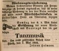 Anzeige Johann Hofmann, ehemals „Drei Rosen", Fürther Tagblatt 8. Mai 1846 <span class="smw-highlighter" data-type="8" data-state="inline" data-title="Hinweis" title="Urheber: Fürther TagblattLizenz: NoC-NC 1.0"><span class="smwtticon note"></span><span class="smwttcontent">Urheber: <!--LINK'" 0:13--><br><br>Lizenz: NoC-NC 1.0</span></span>