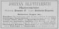 Werbeanzeige von Pflasterermeister Johann Blutharsch, 1886 <span class="smw-highlighter" data-type="8" data-state="inline" data-title="Hinweis" title="Lizenz: NoC-NC 1.0"><span class="smwtticon note"></span><span class="smwttcontent">Lizenz: NoC-NC 1.0</span></span>