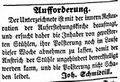 Zeitungsanzeige des Tünchers Joh. Schmidtill, September 1854 <span class="smw-highlighter" data-type="8" data-state="inline" data-title="Hinweis" title="Lizenz: NoC-NC 1.0"><span class="smwtticon note"></span><span class="smwttcontent">Lizenz: NoC-NC 1.0</span></span>