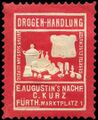 Reklamemarke Drogerie E. Augustins Nachf. - C. Kurz, etwa 1910 - 1927 <span class="smw-highlighter" data-type="8" data-state="inline" data-title="Hinweis" title="Lizenz: CC BY-SA 3.0"><span class="smwtticon note"></span><span class="smwttcontent">Lizenz: CC BY-SA 3.0</span></span>