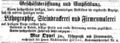 Zeitungsanzeige des Lithographen Max Oppel, Juli 1865 <span class="smw-highlighter" data-type="8" data-state="inline" data-title="Hinweis" title="Lizenz: NoC-NC 1.0"><span class="smwtticon note"></span><span class="smwttcontent">Lizenz: NoC-NC 1.0</span></span>