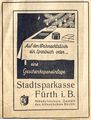 Anzeige der Sparkasse Fürth, 1937 <span class="smw-highlighter" data-type="8" data-state="inline" data-title="Hinweis" title="Urheber: Sparkasse FürthLizenz: CC BY-SA 3.0"><span class="smwtticon note"></span><span class="smwttcontent">Urheber: <!--LINK'" 0:57--><br><br>Lizenz: CC BY-SA 3.0</span></span>